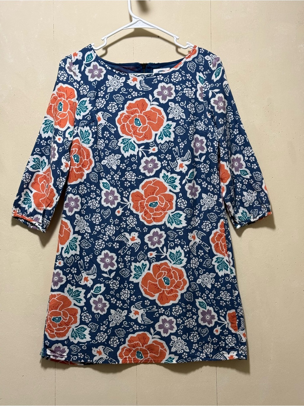 Old Navy Floral Shift Dress with Orange & Purple Blooms Women’s Sz XS